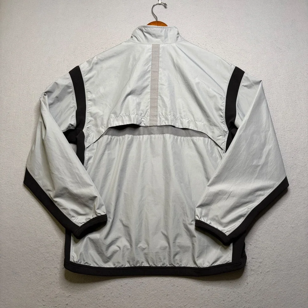Nike Windbreaker Jacket Mens Large Silver 90s Vintage Full Zip Track Mesh Back